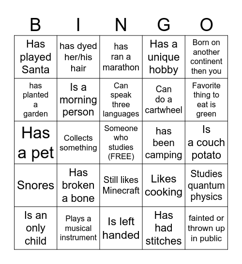 FINT Bingo Card