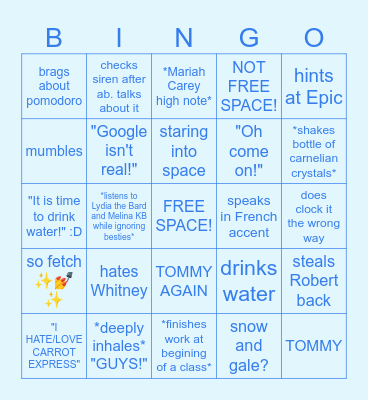friend bingo Card