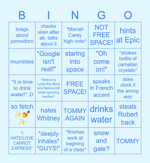 friend bingo Card
