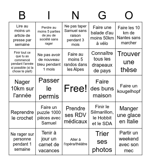 Bingo de Anne 2026 Bingo Card