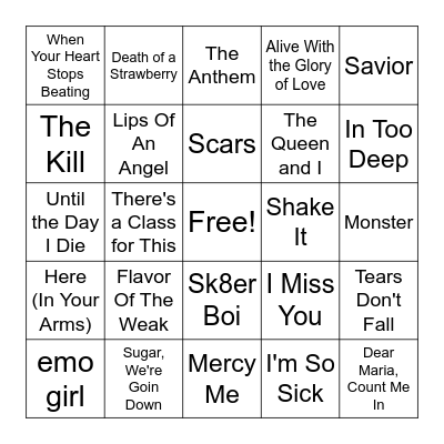 Rounds 1 & 2 | Rawr XD (Emo Night) Bingo Card