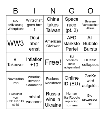 Doomsday Bingo 2026 Bingo Card