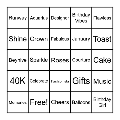 Luxe Luck Bingo Card