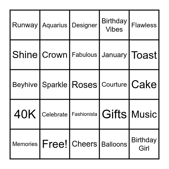 Luxe Luck Bingo Card