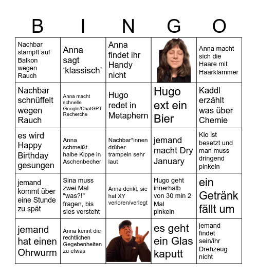 ANNAS UND HUGOS BIRTHDAY BINGO Card