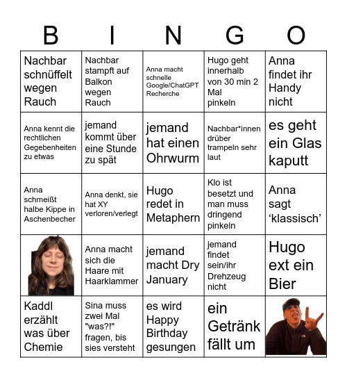 ANNAS UND HUGOS BIRTHDAY BINGO Card