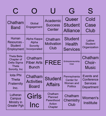 STUDENT ENGAGEMENT FAIR Bingo Card