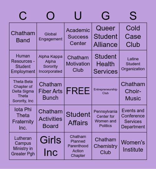 STUDENT ENGAGEMENT FAIR Bingo Card
