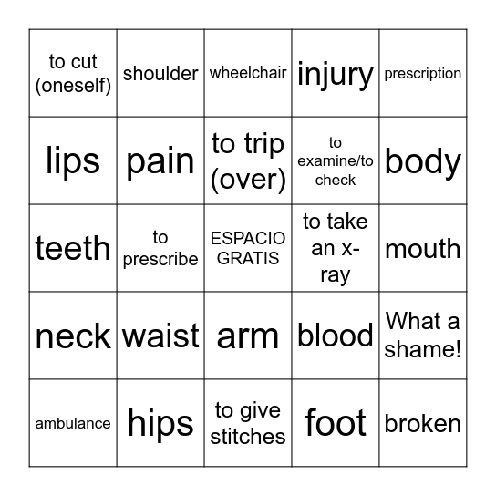 R2 5B Un accidente Bingo Card