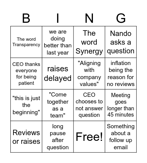 Mo Money? Bingo Card