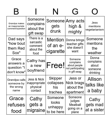Family Bingo Card