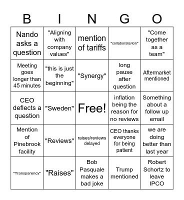 Mo Money Bingo Card