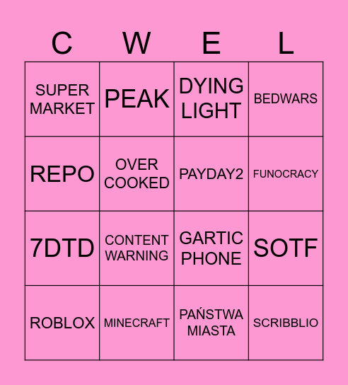 za mało giernawet na 5x5 bingo Card