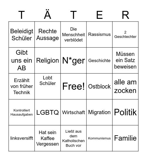 Herr Täter Bingo Card