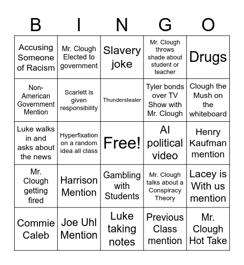 AP Gov Bingo Card