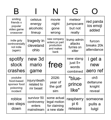 aero 2026 bingo Card