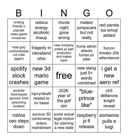 aero 2026 bingo Card