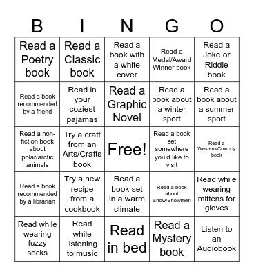 Winter Reading BINGO Card