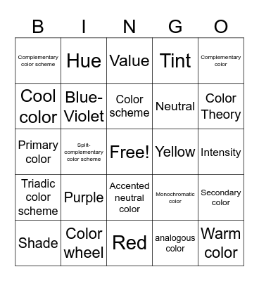 CHAPTER 8 COLOR -FASHION DESIGN Bingo Card