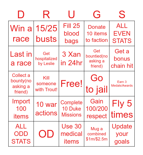 DiS Bingo Card