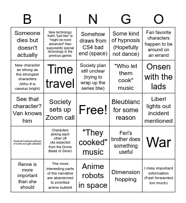 Trails Beyond the Horizon Bingo Card