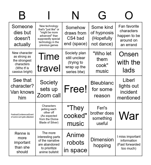 Trails Beyond the Horizon Bingo Card