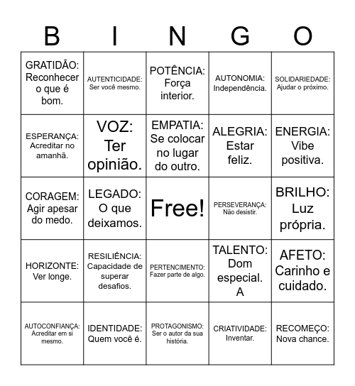 Bingo da Alegria Bingo Card