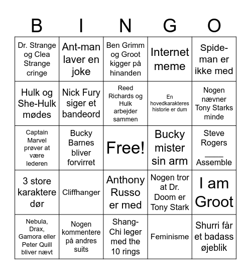 Alin's Bingo Card Bingo Card