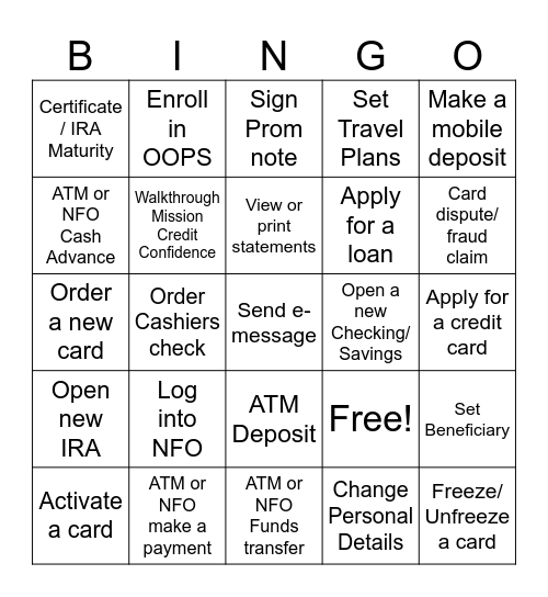 NCV DIGITAL BINGO Card