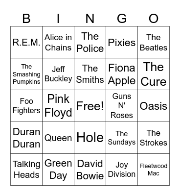 BANDS Bingo Card