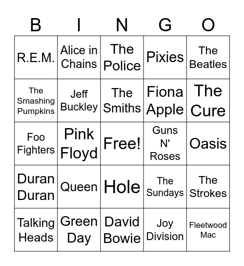 BANDS Bingo Card