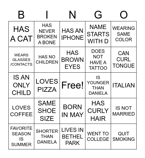 DANIELA'S 50TH BIRTHDAY Bingo Card