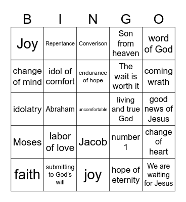 Pastor Bingo Card