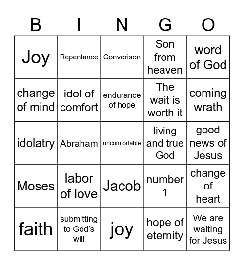 Pastor Bingo Card