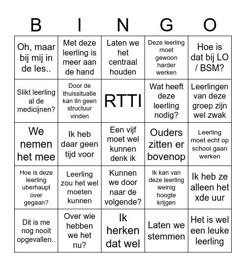 Leerlingbespreking Bingo Card