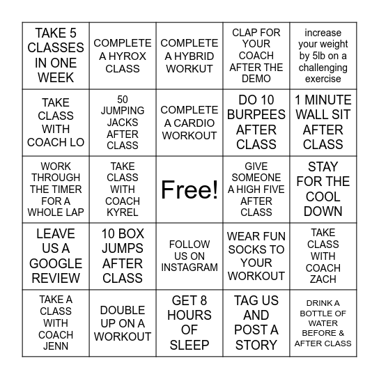 F45 STUDIO CITY BINGO Card