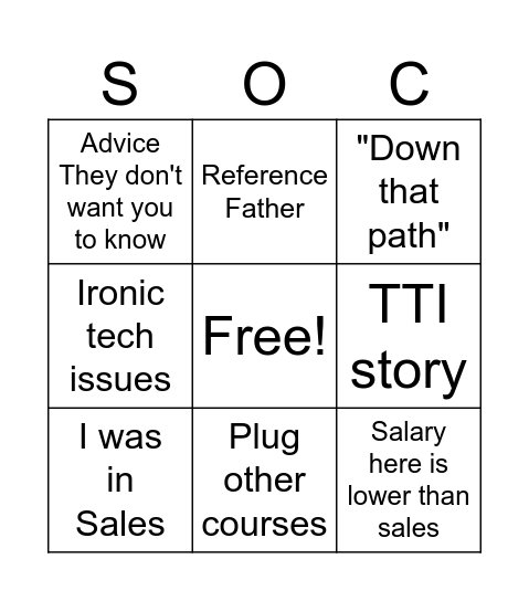 McQueenGo v1 Bingo Card