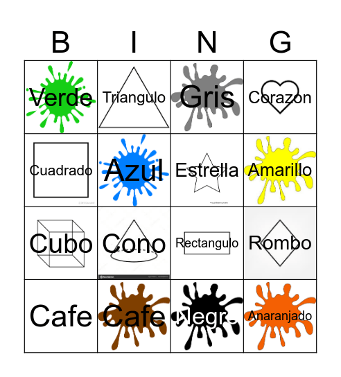 Los Colores y Las Formas Bingo Card