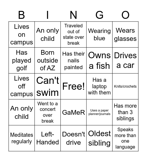 GIT210 Bingo Card