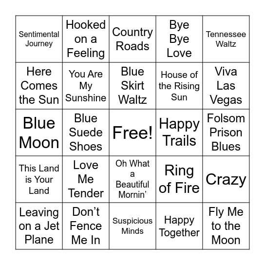 Music Bingo Variety Edition Bingo Card