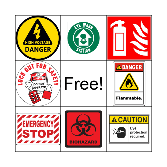 Safety Bingo Card
