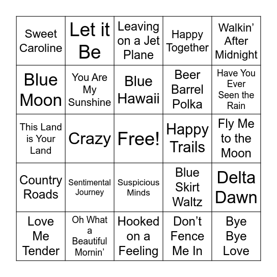 Music Bingo Variety Edition Bingo Card