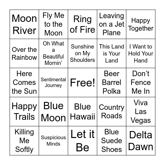 Music Bingo Variety Edition Bingo Card