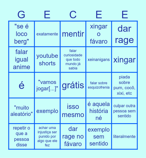 bingo do gc Bingo Card