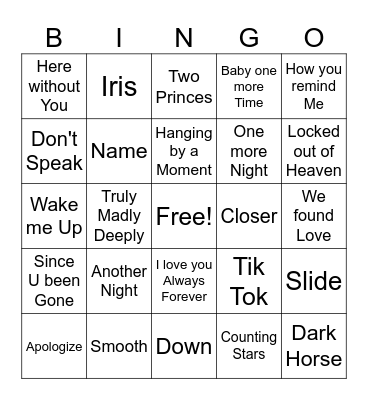 Pop Game 1 Bingo Card