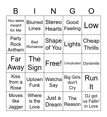 Pop Game 2 Bingo Card