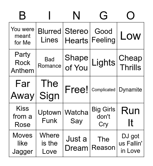 Pop Game 2 Bingo Card