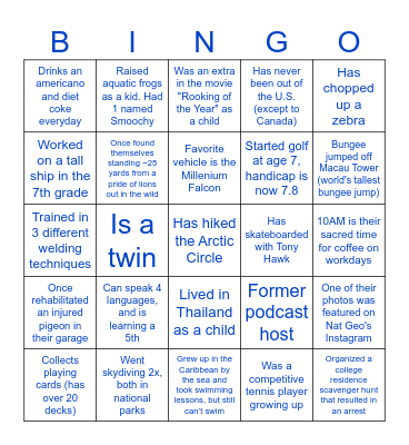 ASYMMETRY GROUP BINGO Card