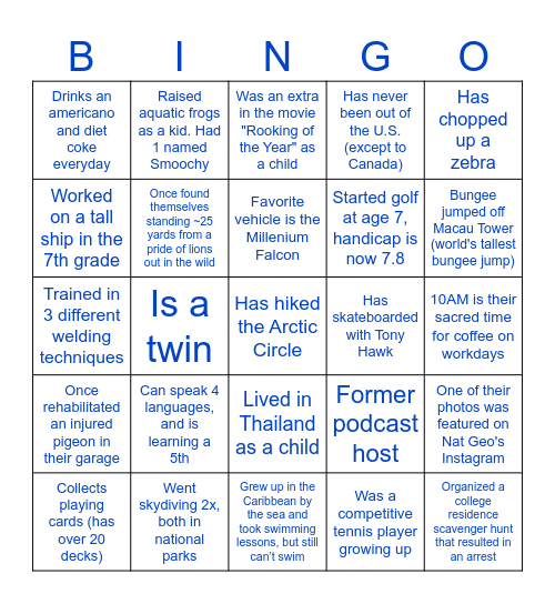 ASYMMETRY GROUP BINGO Card