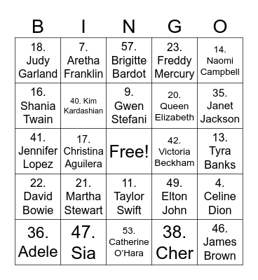 Diva Rank! Bingo Card